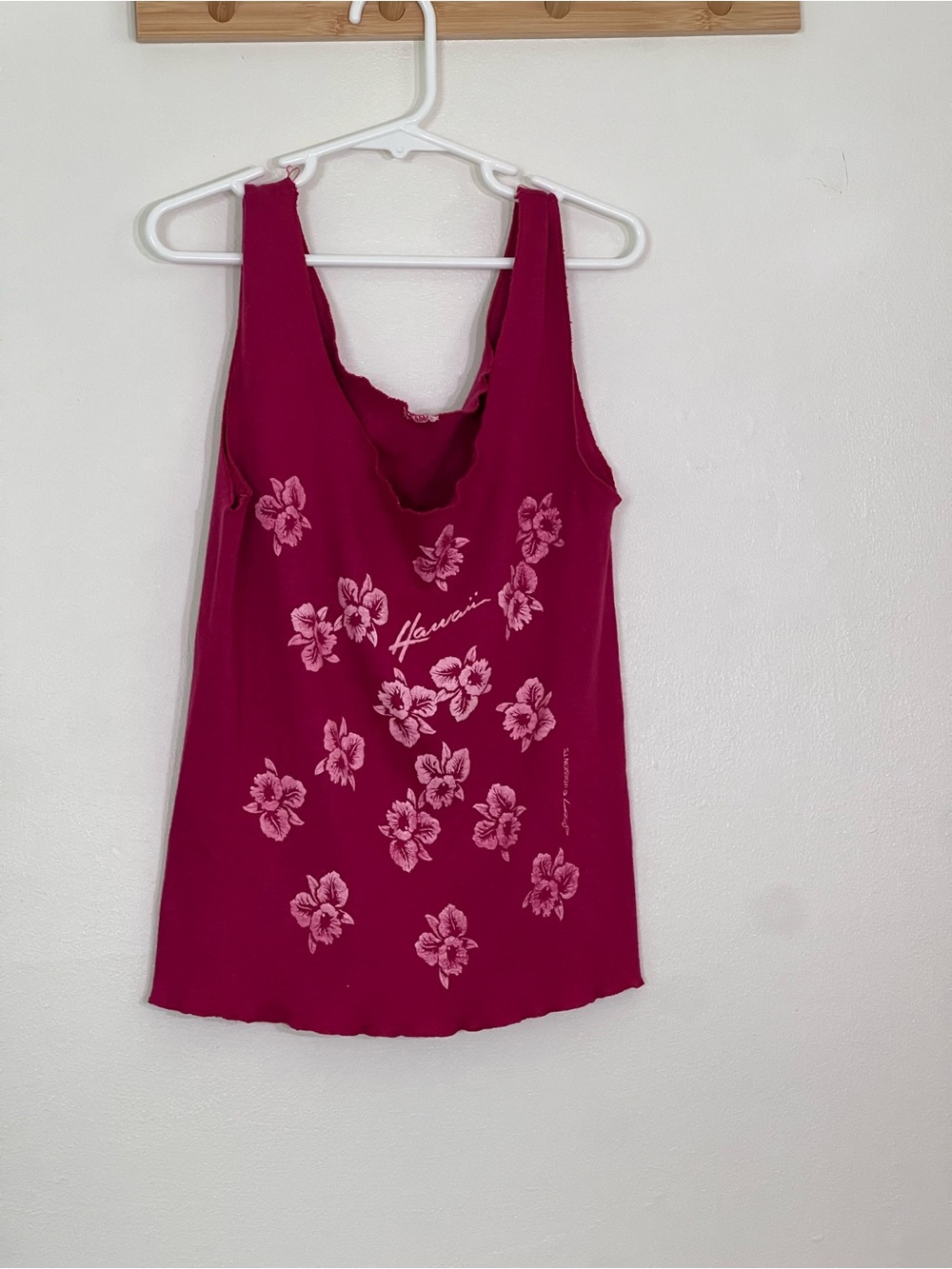Women's vintage cotton Hawaii hibiscus Pink Floral Tank Top size xs no flaws